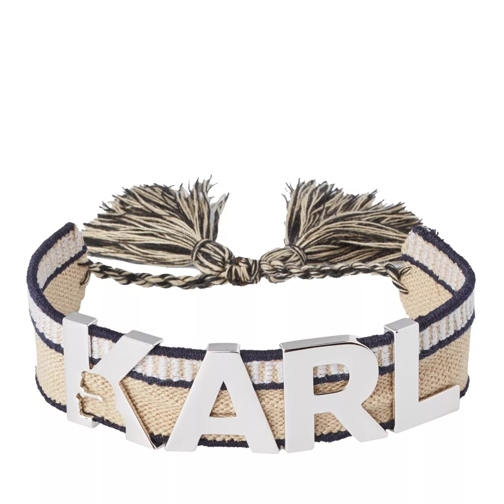 Karl Lagerfeld K/Woven Metal Logo Bracelet Beige Braccialetti