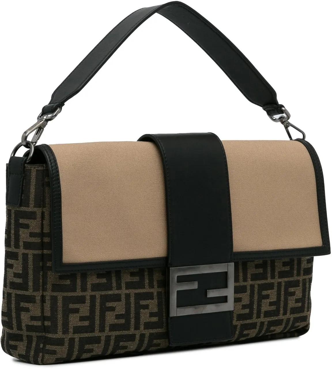 Fendi Hobo bags 2012 Large Zucca Canvas Convertible Belt Baguette in bruin