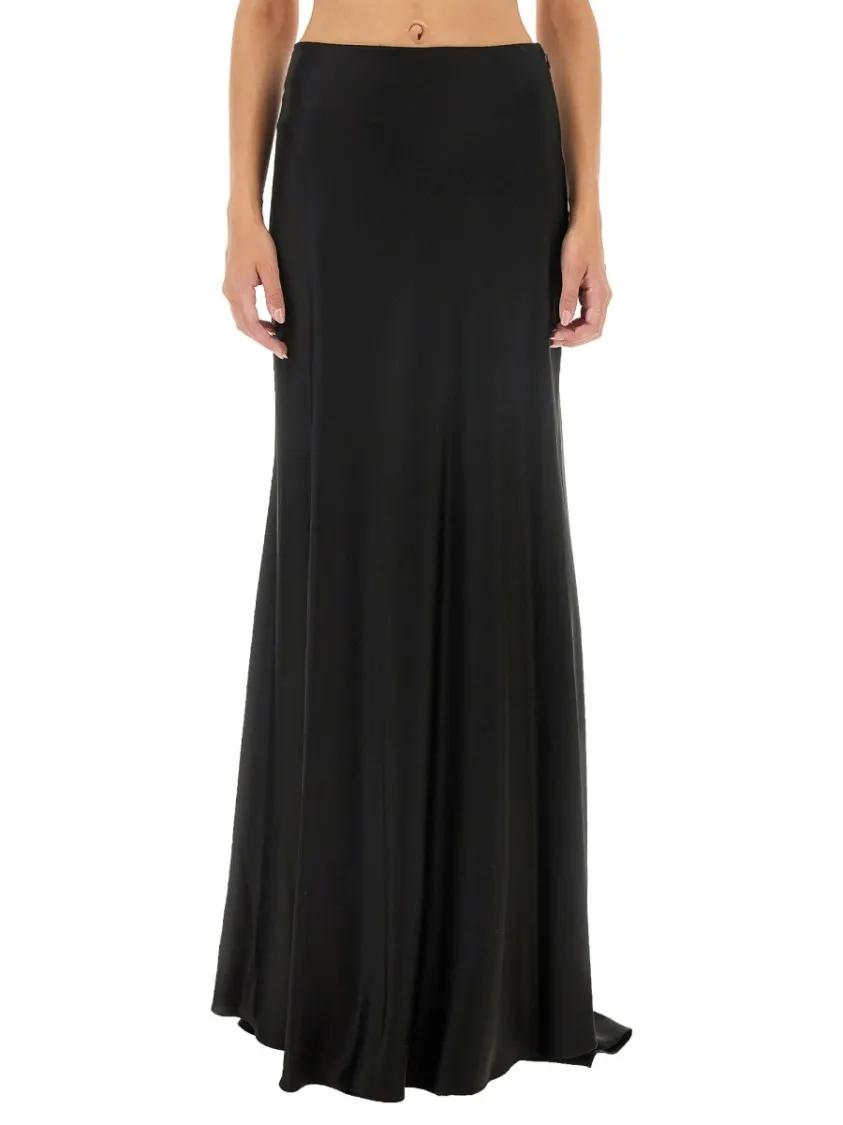 Thumbnail - Kiton - Flowing Black Maxi Skirt With Smooth Finish - Größe 42 - schwarz