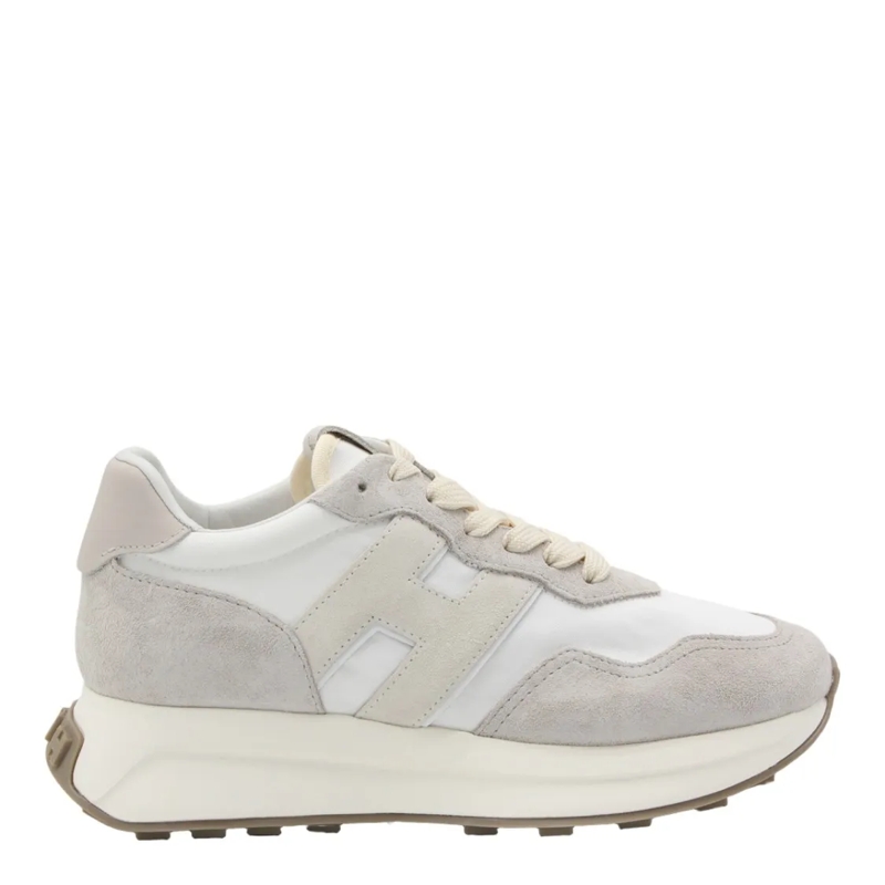 Hogan Lage-top sneaker Sleek White Sneakers With Sculpted Sole Grey
