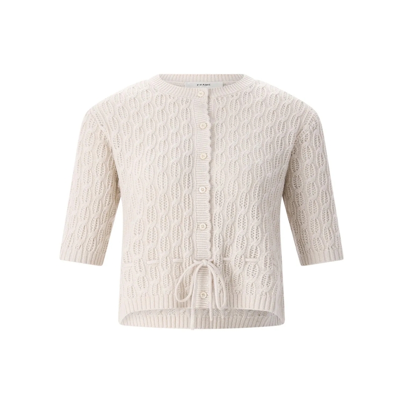FRAME Chemisier Strickjacke aus Kaschmir und Wolle beige