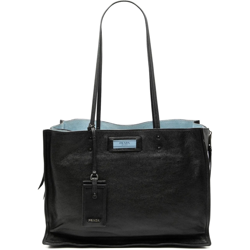 Prada Shopper Glace Calf Etiquette Tote schwarz
