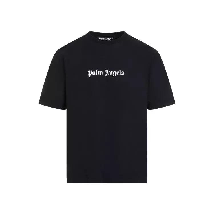 Palm Angels - Logo Slim Black White Cotton T-Shirt - Größe M - black