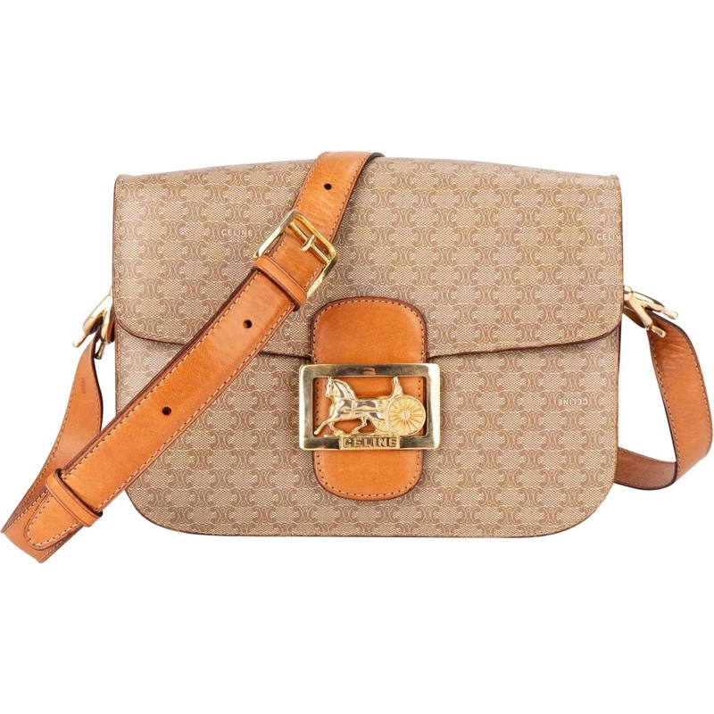 Celine Schultertasche Celine Maccadam Monogram Triomphe Crossbody Bag braun