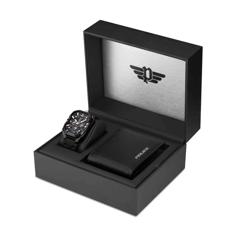 Police Automatikuhr Quarzuhr Bullhead Set schwarz(Image 5)