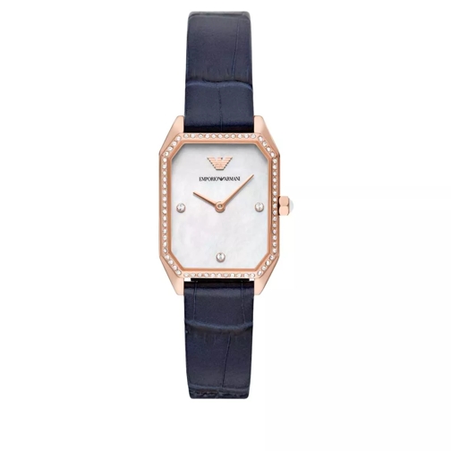 Emporio Armani Zweihand-Lederuhr Blue Quartz Watch