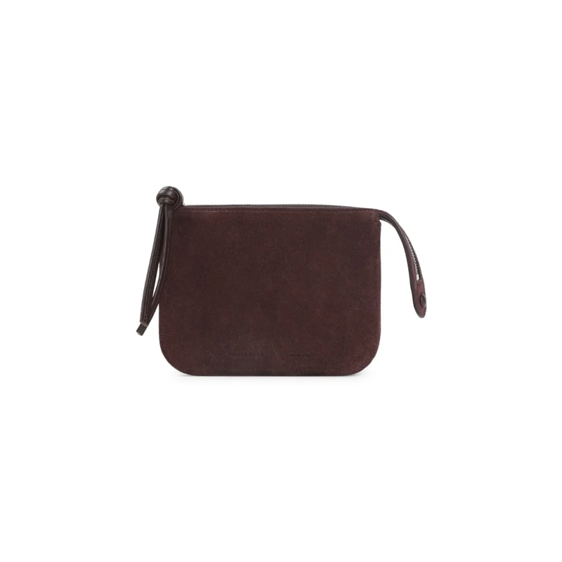 PHOEBE PHILO Sac à bandoulière Compact Brown Suede Shoulder Bag With Minimalist D Black