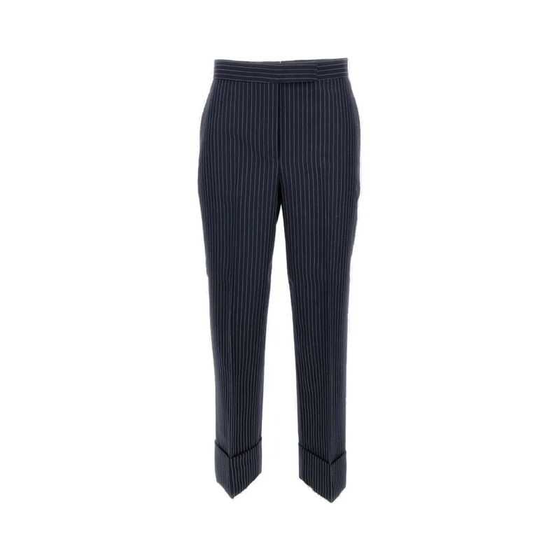 Thom Browne  Tailored Pinstripe Trousers With Back Strap Blue