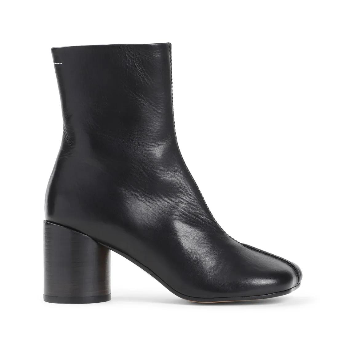 MM6 Maison Margiela Stiefel - Black Calf Leather Ankle Boot - Gr. 37,5 (EU) - in Schwarz - für Damen