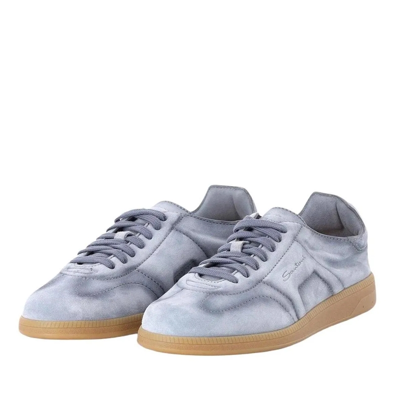 Santoni Schnürschuhe Sneaker aus Veloursleder blau
