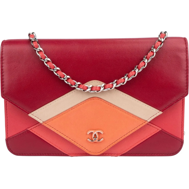 Chanel Fourre-tout Chanel Multicolor Lambskin Single Flap Wallet On C rot