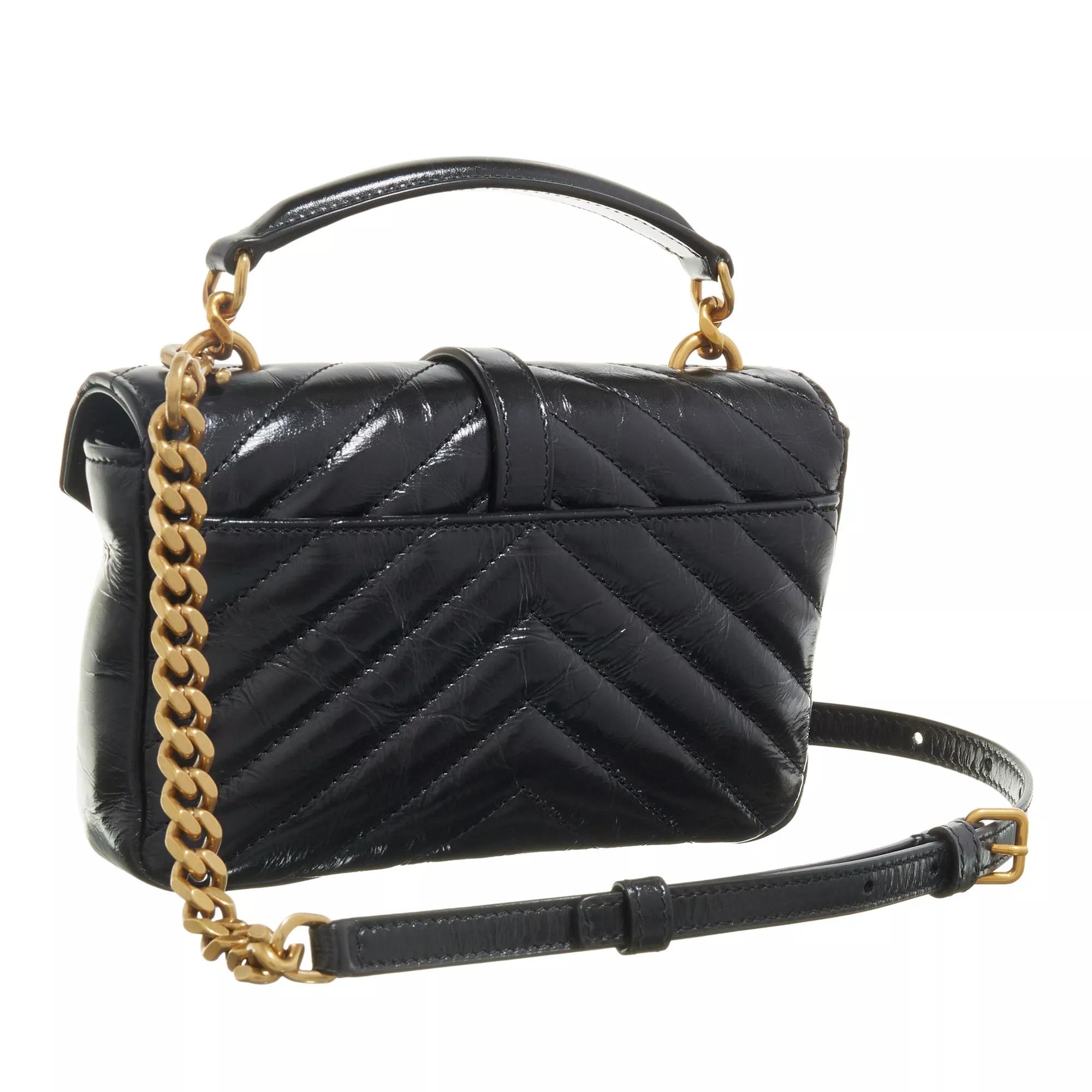 Saint Laurent Crossbody bags College Mini Chain Bag In Shiny Crackled Leather in zwart