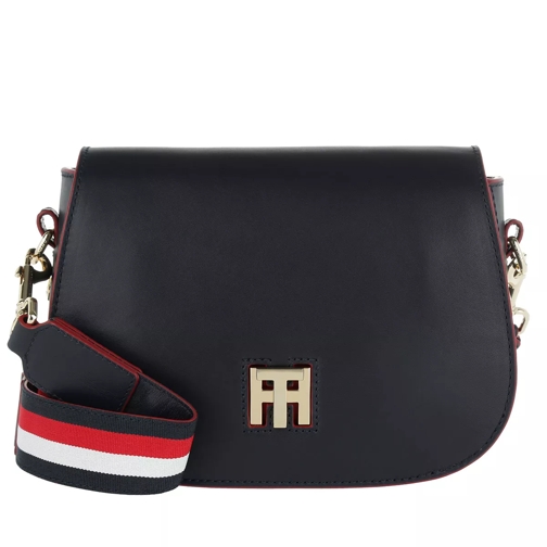 Tommy Hilfiger TH Twist Leather Saddle Bag Corperate Navy Crossbody Bag