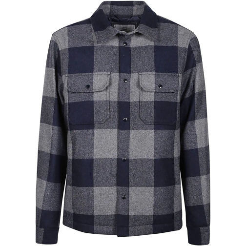 Woolrich Casual topjes Alaskan Wool Check Overshirt Blue blau