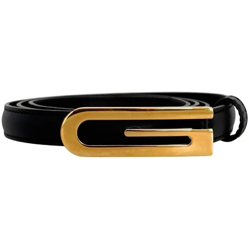 Gucci Ceinture en cuir Gucci G Buckle narrow leather belt 85cm Black / ve schwarz