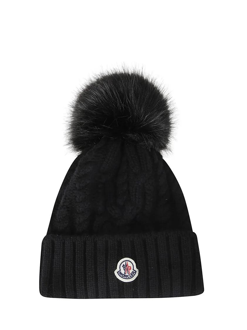 Moncler Mützen - Beanie With Pompom - Gr. ONE SIZE - in Schwarz - für Damen