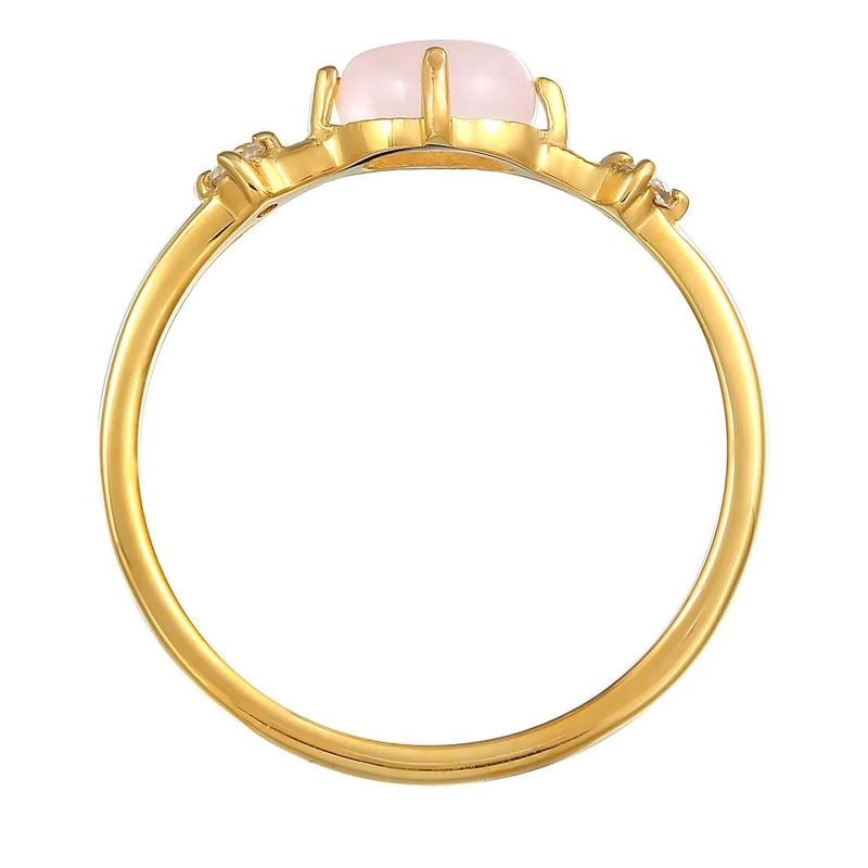 Elli Pavéring Ring Rosa Quarz Topas Edelstein Klassik 375er Gelb gold(Image 4)