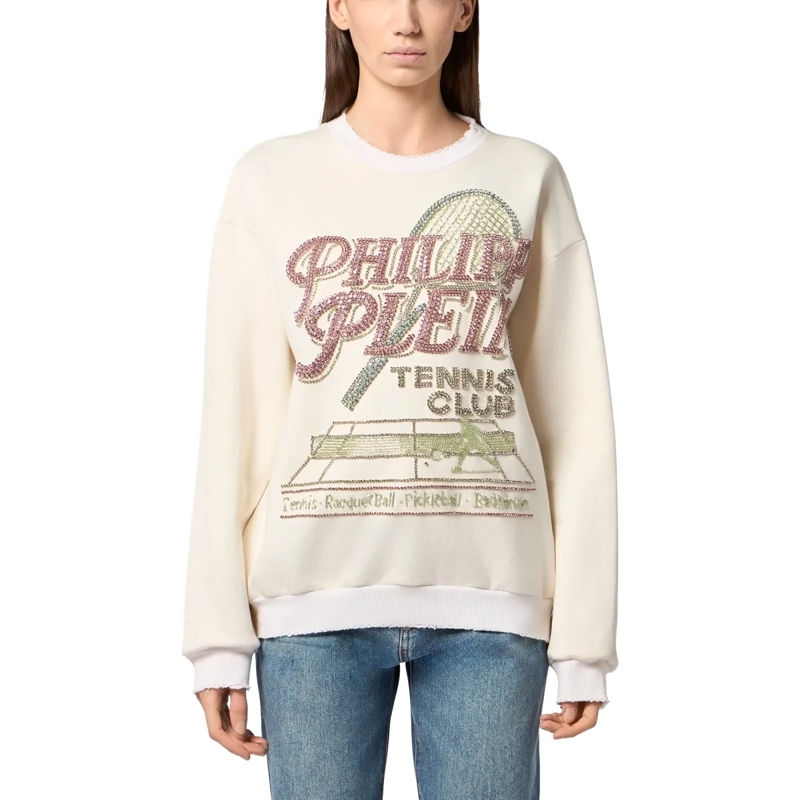 Philipp Plein Top Open Back Sweatshirt Tennis Club weiss(Image 3)