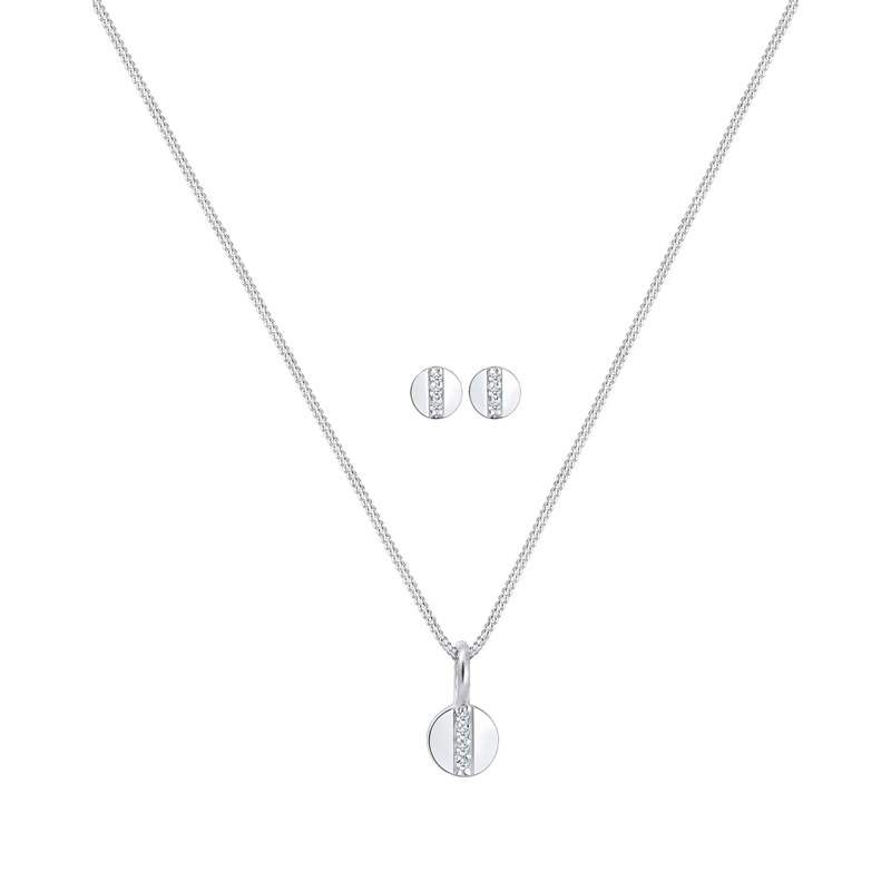 Elli Mittellange Halskette Schmuckset Kreis Geo Form Diamant (0.05 ct.) 925 S silber(Image 2)
