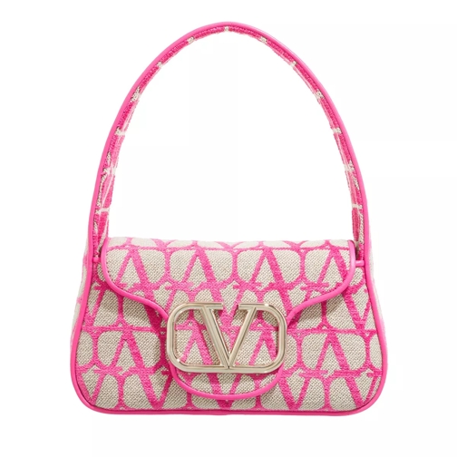 Valentino Garavani Loco Medium Shoulder Bag Natural Pink Hobo Bag