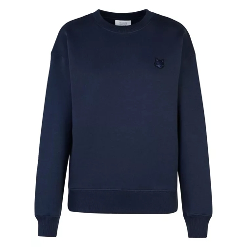 Maison Kitsune Bold Fox Head' Navy Cotton Sweatshirt Blue 