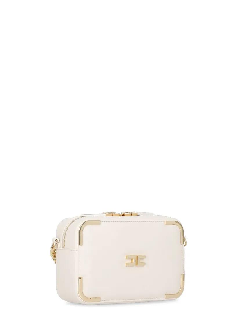 Elisabetta Franchi Natuurlijke Schoudertas met Ketting en Rits Beige Dames