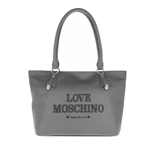 Love Moschino Logo Engraved Handle Bag Grigio Tote
