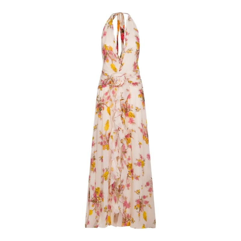 Blumarine  Multicolor Draped Maxi Dress With Open Back Multicolor
