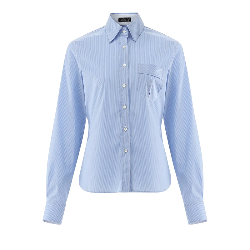 VAN LAACK Bluse Bluse Modern Fit Streifen blau