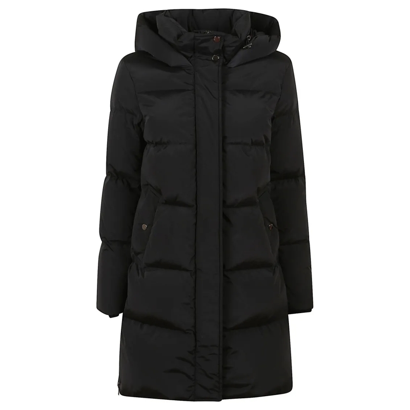 Woolrich  Padded Hooded Mid-Length Jacket With Structured Si Black