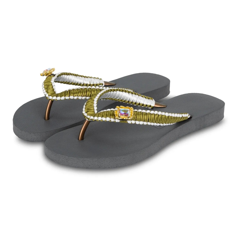 UZURII Flip Flops flip flop Green Macrame Switch silber(Image 19)