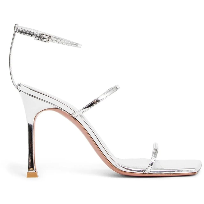 Amina Muaddi T-shirt Amina Muaddi Maya Leather Sandals silber