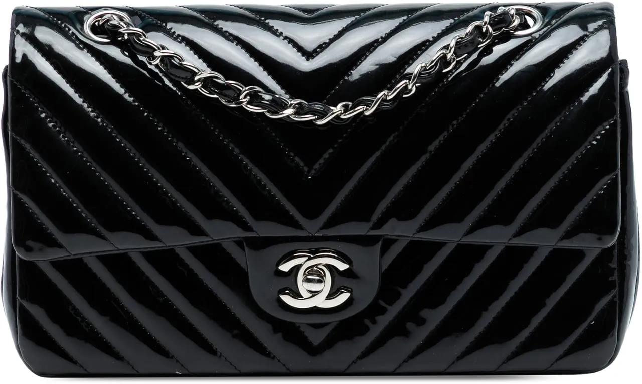 Chanel Hobo Bags - Medium Classic Chevron Patent Double Flap - Gr. unisize - in Blau - für Damen