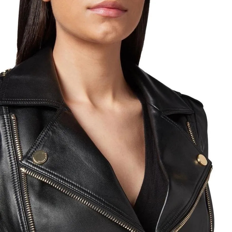 Philipp Plein Lederjacke Leder Biker-Jacke schwarz(Image 4)