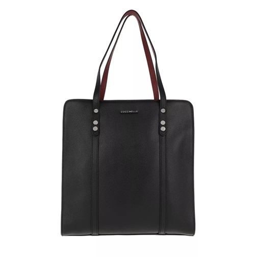 Coccinelle Organisee Soft Shoulder Bag Noir/Grape Rymlig shoppingväska