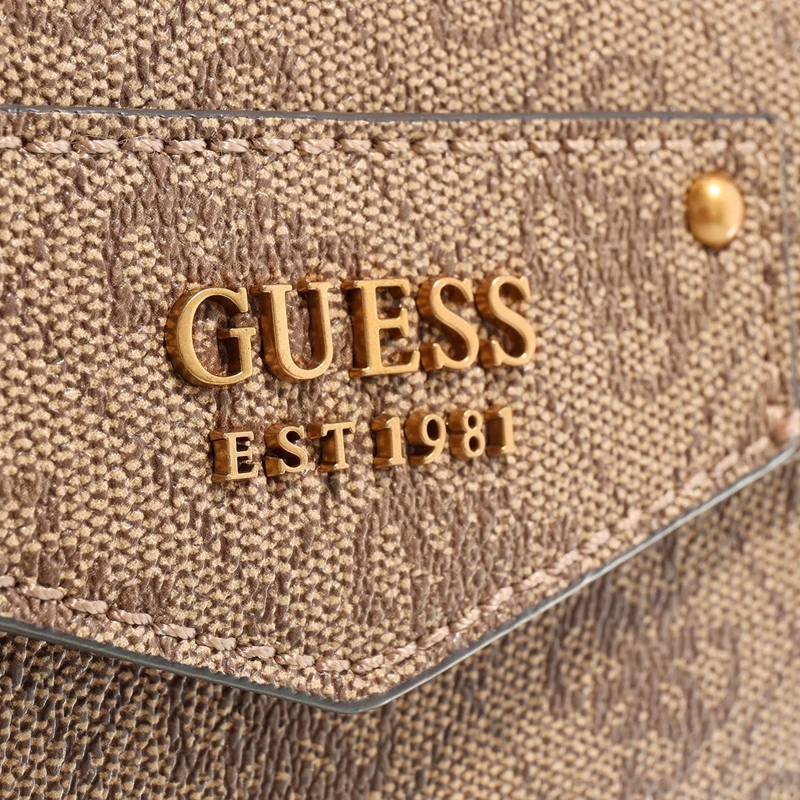 Guess Satchel Eco Brenton Flap Shoulder Bag Latte Logo(Image 5)