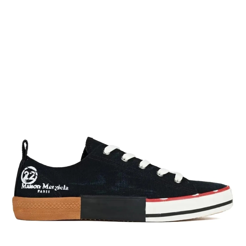 Maison Margiela Low-Top-Sneaker Printed Logo Canvas Sneakers schwarz