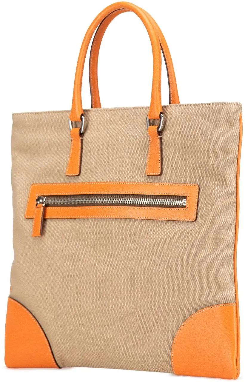 Prada Shoppers 2000-2023 Cinghiale Trimmed Canapa Tote in bruin
