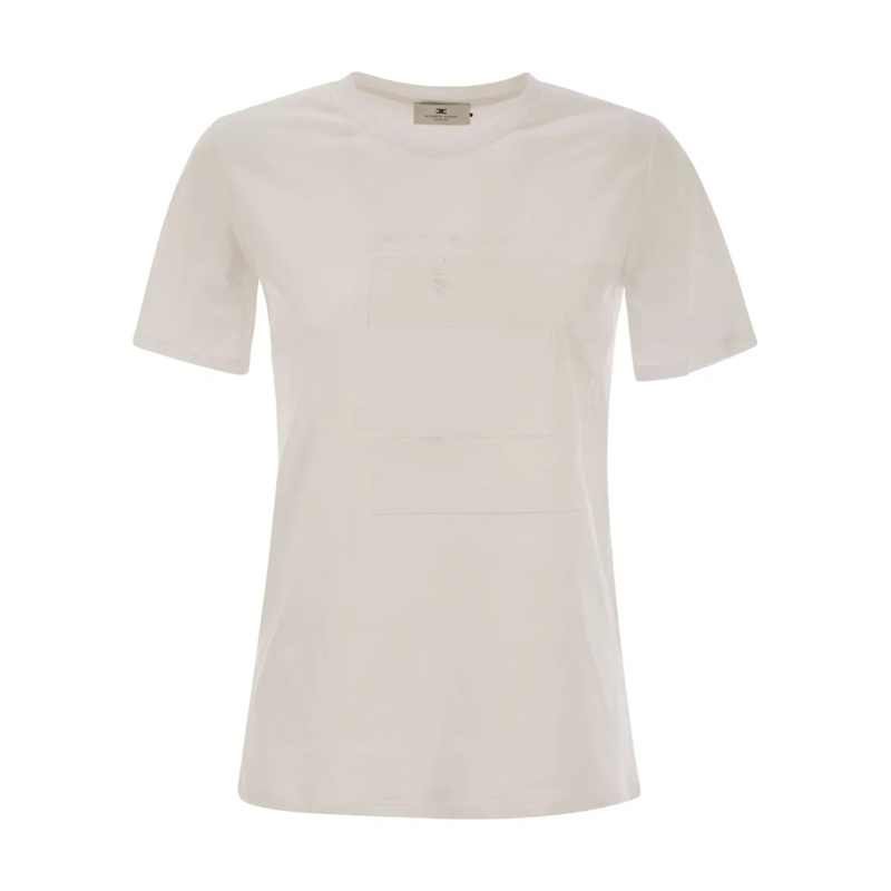 Elisabetta Franchi T-shirt Jersey T-Shirt With Voile Macro Logo Grey