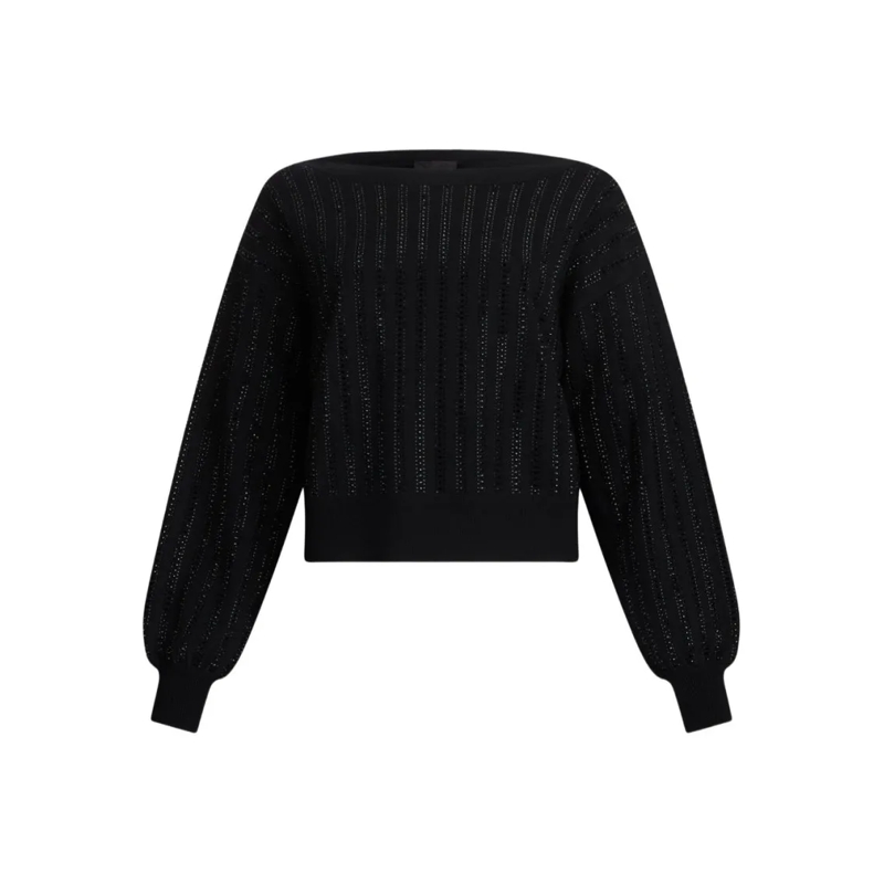 LIU JO Pull Cropped Sweater With Wide Neckline And Voluminous  Black