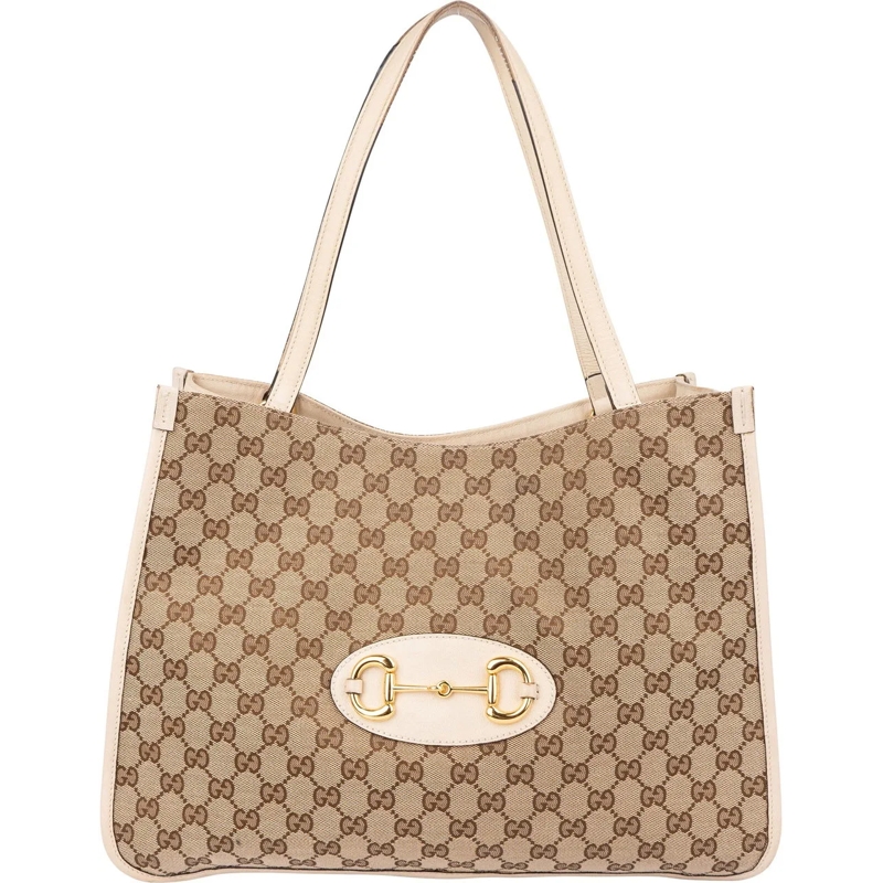 Gucci Schultertasche Gucci GG Monogram Horsebit Handbag braun