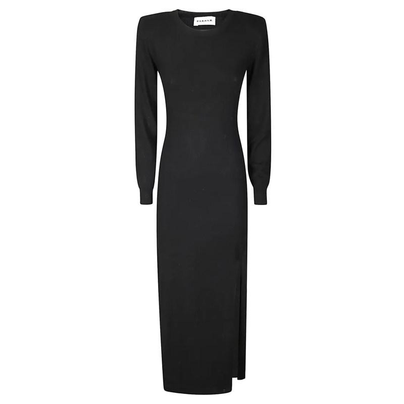 P.A.R.O.S.H.  Maxi Dress With Padded Shoulders Black