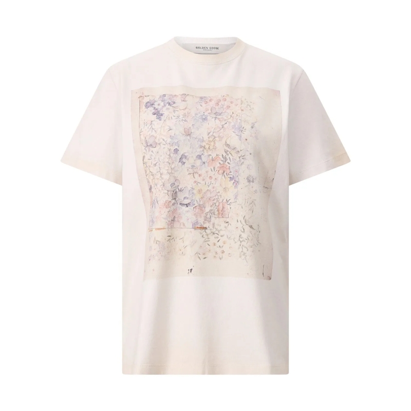 Golden Goose T-shirt T-Shirt mit Blumenprint Creme