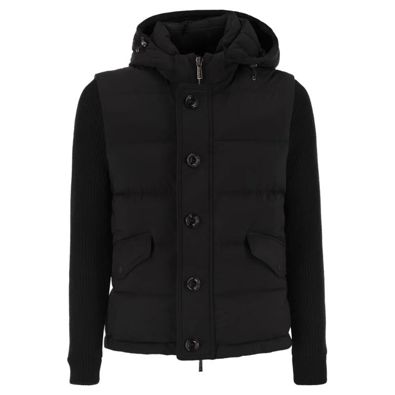 Moorer Bomberjacke Foscolo-Knm - Bomber Jacket With Knitted Sleeves Black