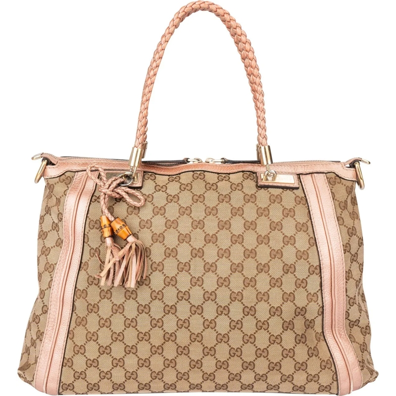 Gucci Schultertasche Gucci GG Monogram Bamboo Handbag braun