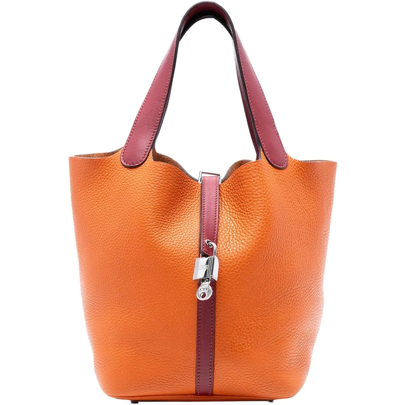 Hermès Tote Bicolor Clemence and Swift Picotin Lock 22 orange