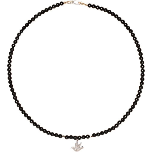 CATHERINE MICHIELS Collier moyen Collier colombe Argent Diamants Agate noir FW2305  schwarz