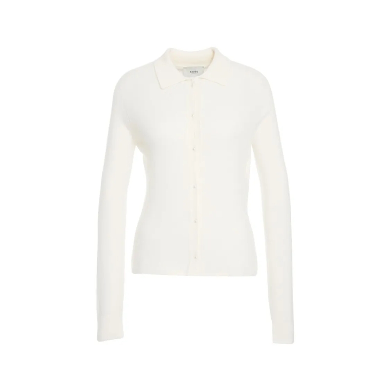 Mvm Trui Polo Collar Knit Sweater White