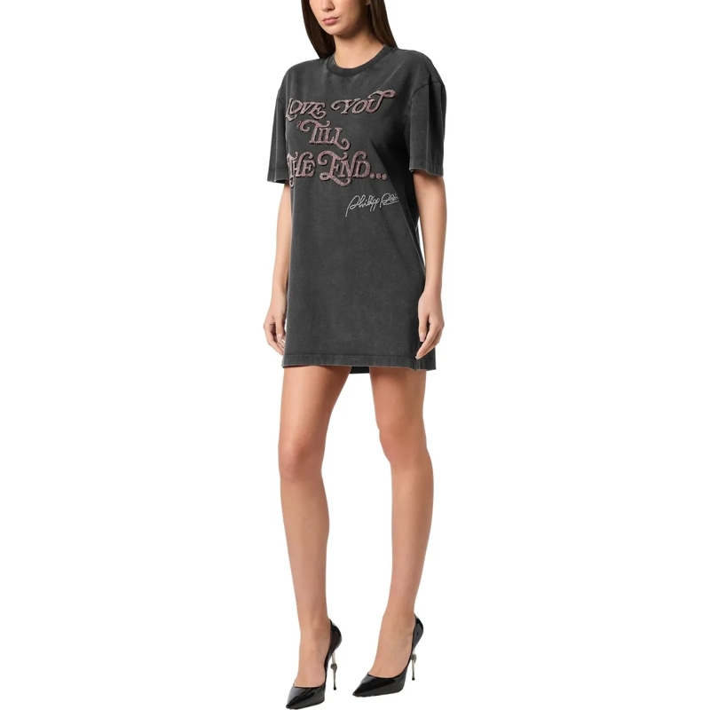 Philipp Plein Midikleid T-Shirt Kurze Kleider Love schwarz(Image 4)