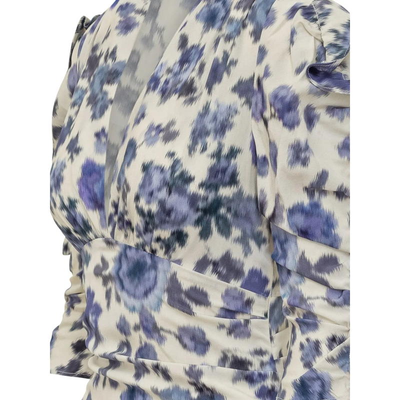 Isabel Marant Mini-robe Abito Doris Drappeggiato con Maniche Arricciate weiß(Image 3)